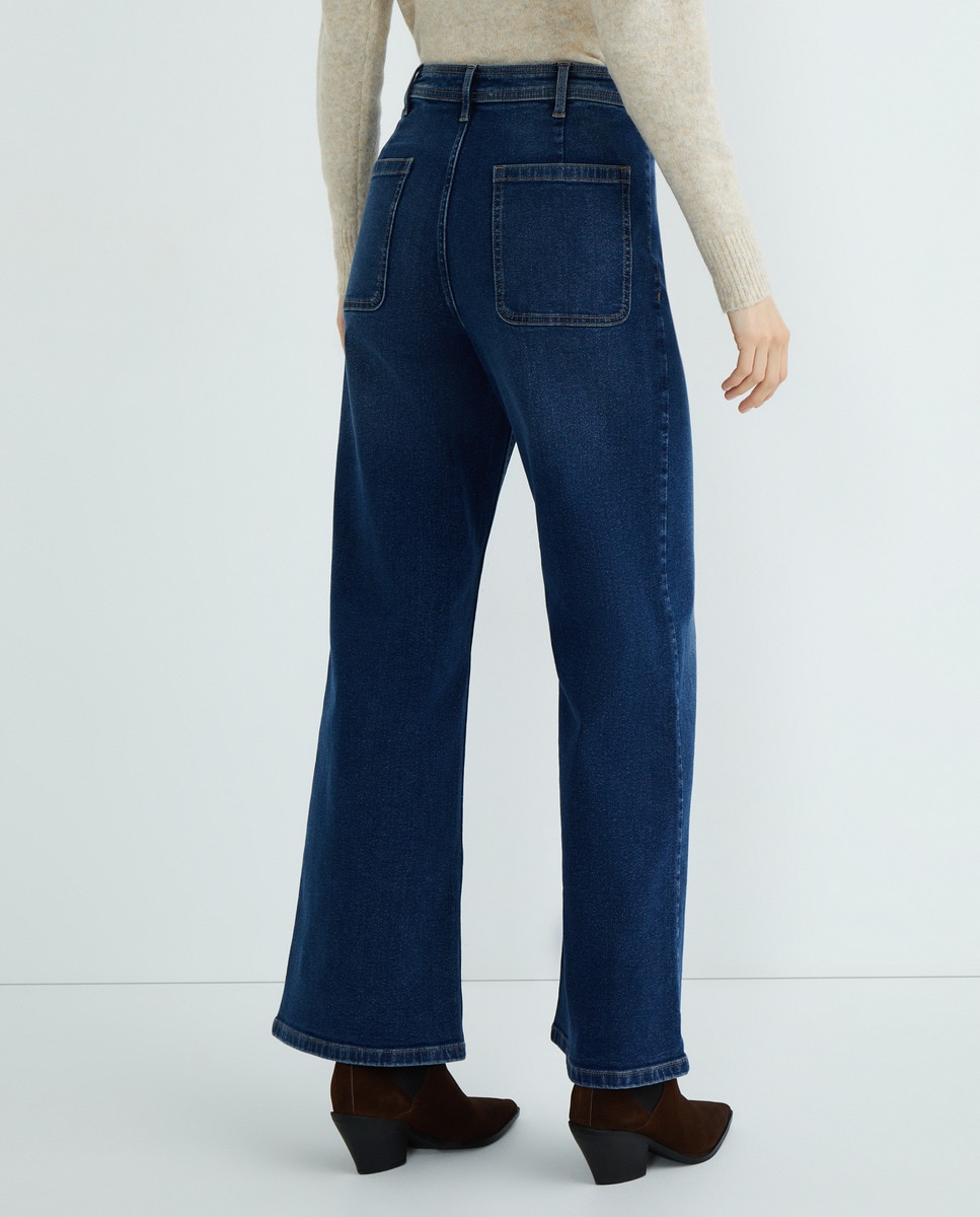 Pantalón de mujer campana Azul marino-3