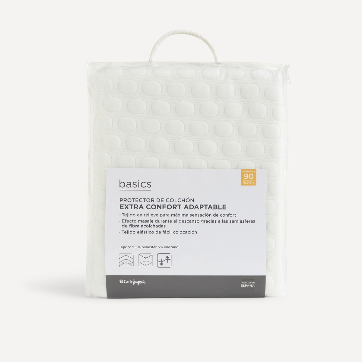 Protector de colchón Efecto Masaje Basics El Corte Inglés Blanco-3