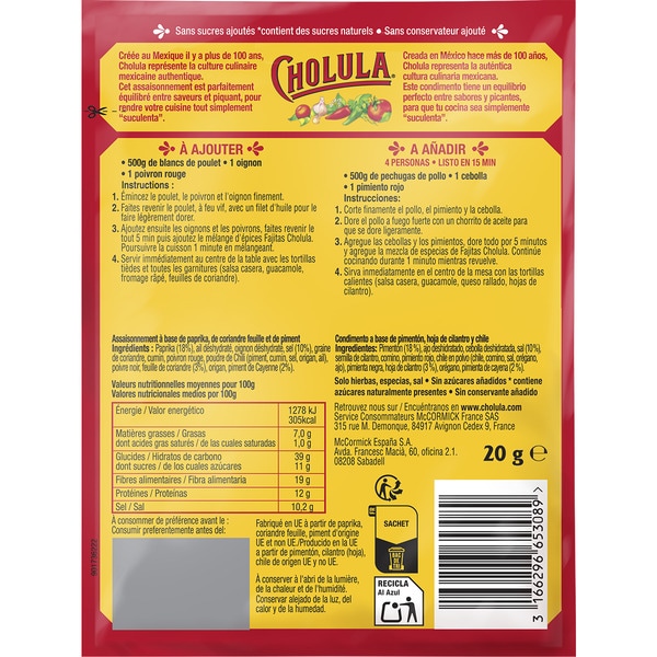 sazonador fajita sobre 20 g