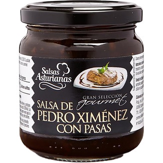 salsa de Pedro Ximénez con pasas gran selección gourmet frasco 215 g - Salsas Asturianas