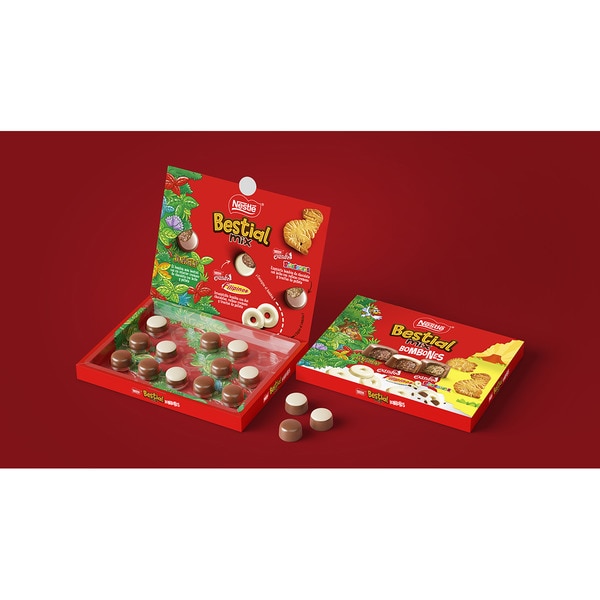 Bestial Mix Pralinenmischung Jungly, Jungly weiß und extrafein Dinosaurus Karton 192 g