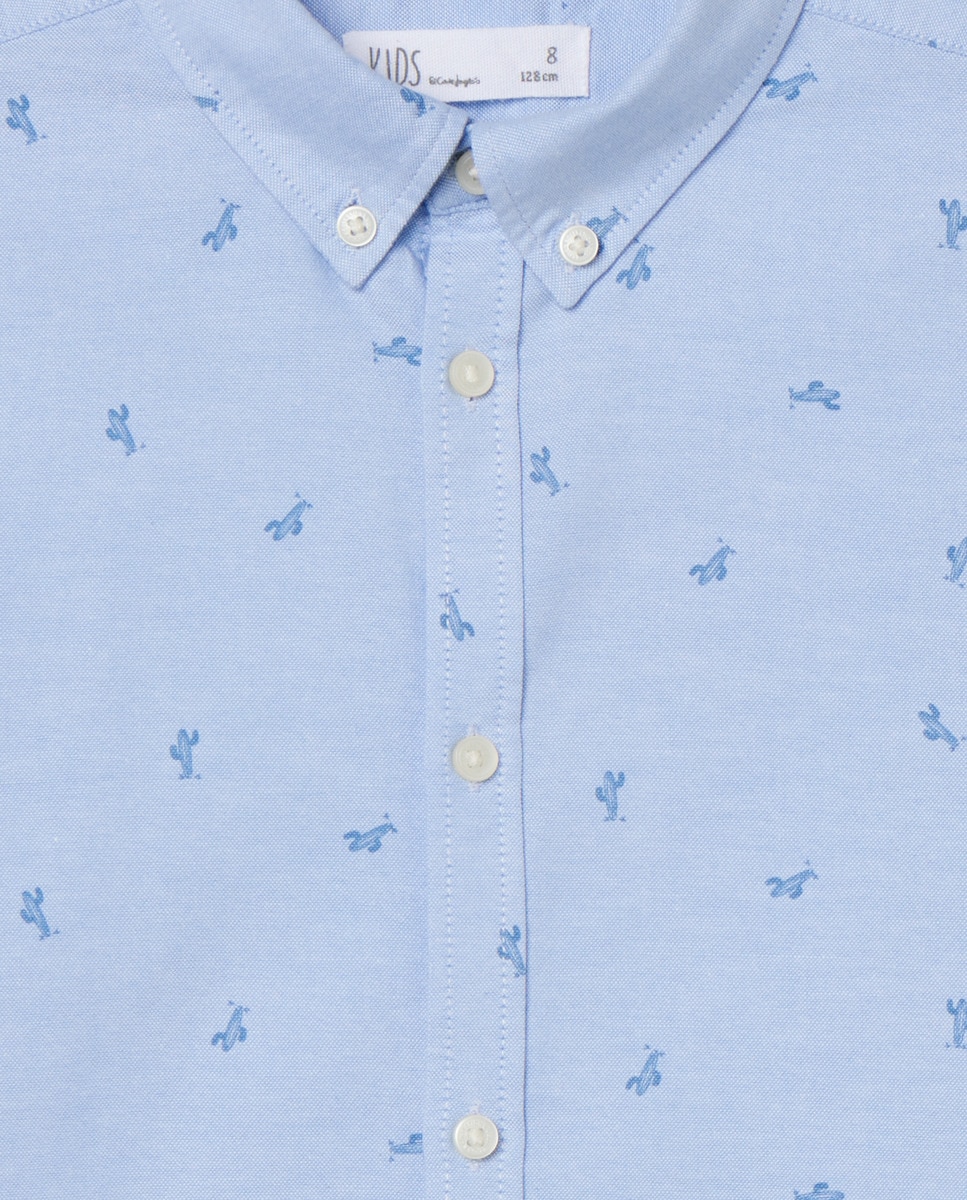 Camisa de Manga Comprida Azul-5