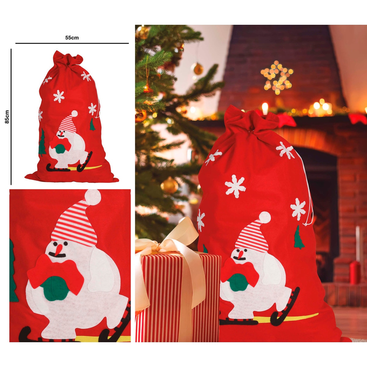 Saco papa Noel para regalos 85 X 55 cm Rojo-1