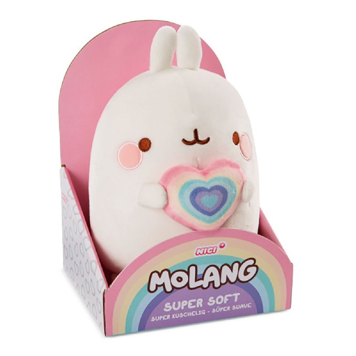 Peluche Elástico Molang com Arco-Íris e Forma de Coração - 24 cm 1