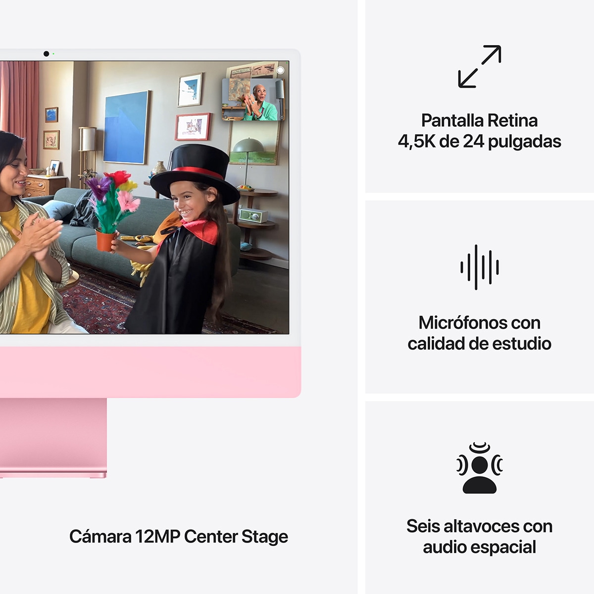 Apple iMac 24 (2024), M4, 16GB, 256GB SSD, GPU 10 Núcleos, Retina 4,5K 24", MacOS Rosa-7
