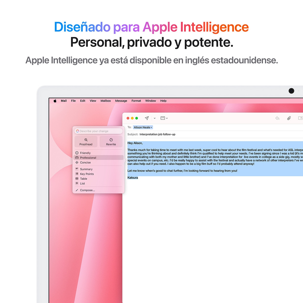 Apple iMac 24 (2024), M4, 16GB, 256GB SSD, GPU 10 Núcleos, Retina 4,5K 24", MacOS Rosa-5