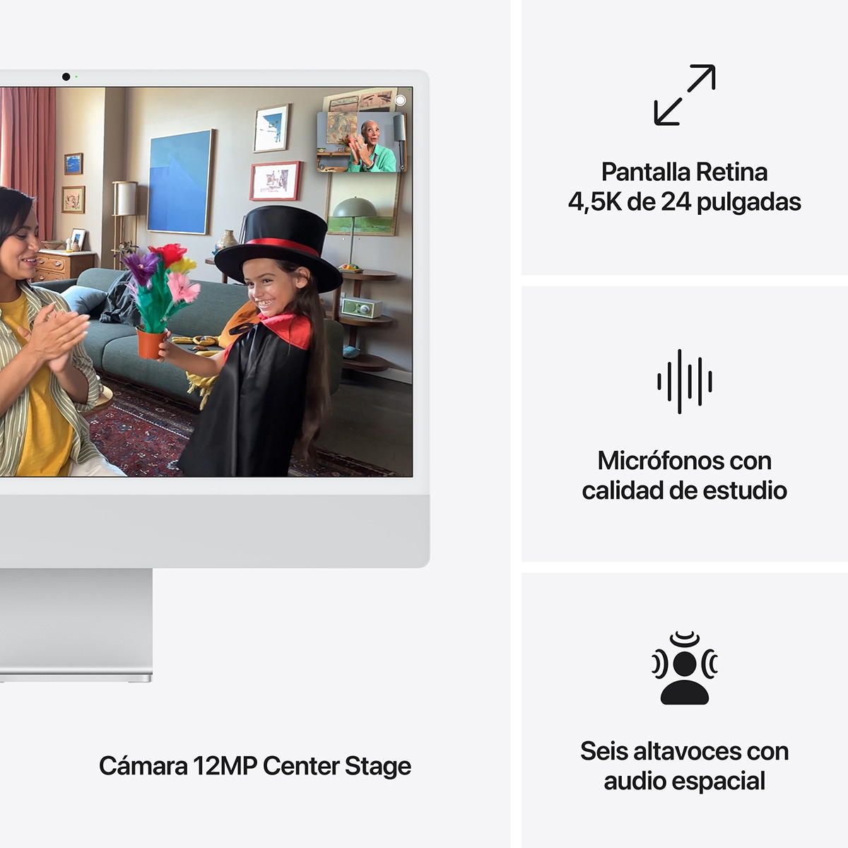 Apple iMac 24 (2024), M4, 16GB, 256GB SSD, GPU 10 Núcleos, Retina 4,5K Vidrio Nano Texturizado 24", MacOS Plata-7
