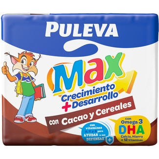 Crecimiento y Desarrollo preparado lácteo con cacao y cereales desde 3 años pack 3 briks 200 ml - Puleva Max