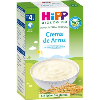 papilla de crema de arroz ecológica sin gluten y sin leche desde 4 meses envase 200 g y sin azúcares añadidos - Hipp Biologico