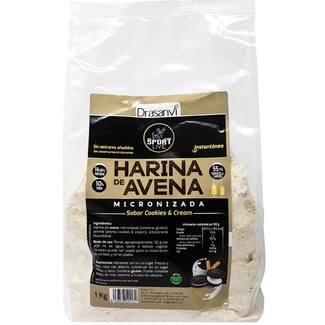 Sport Live harina de avena micronizada instantánea sabor cookies and cream bolsa 1 kg sin azúcares añadidos - Drasanvi