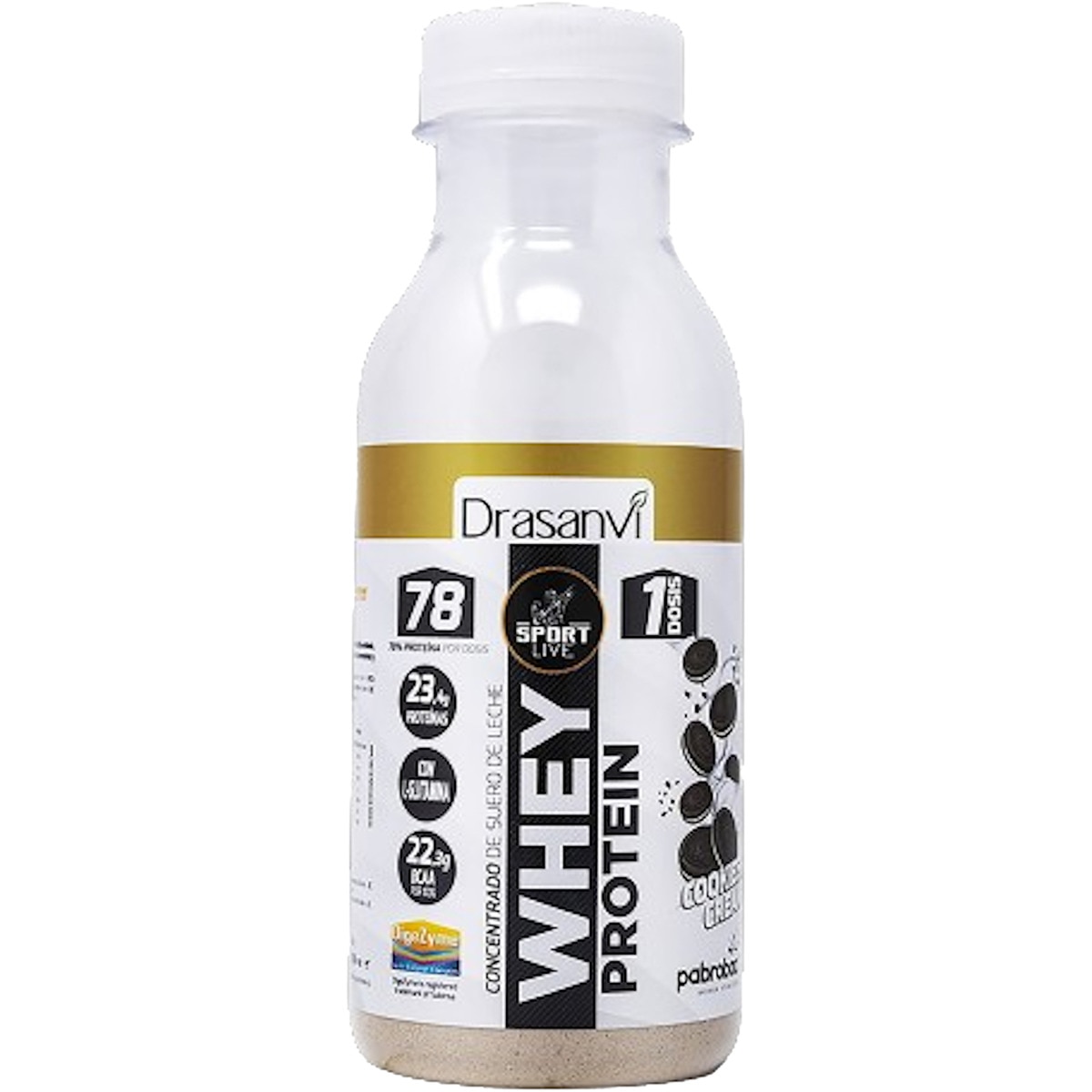 batido de proteínas sabor cookies and cream Sport Live Whey Protein envase 30 g