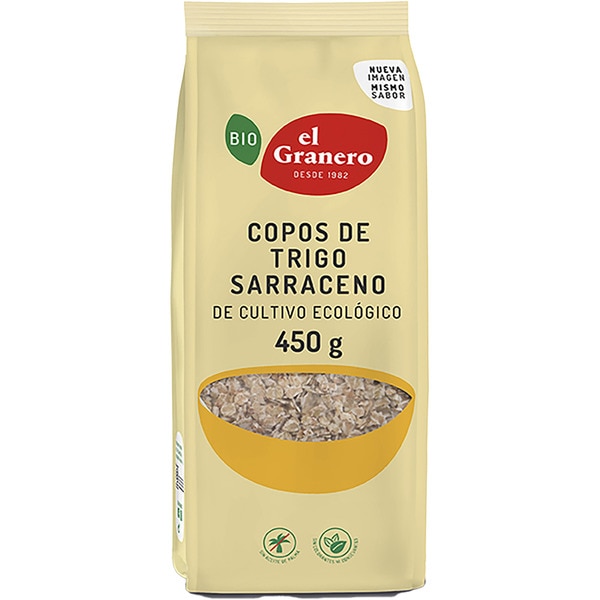 Bio copos de trigo sarraceno de cultivo ecológico sin aceite de palma bolsa 450 g