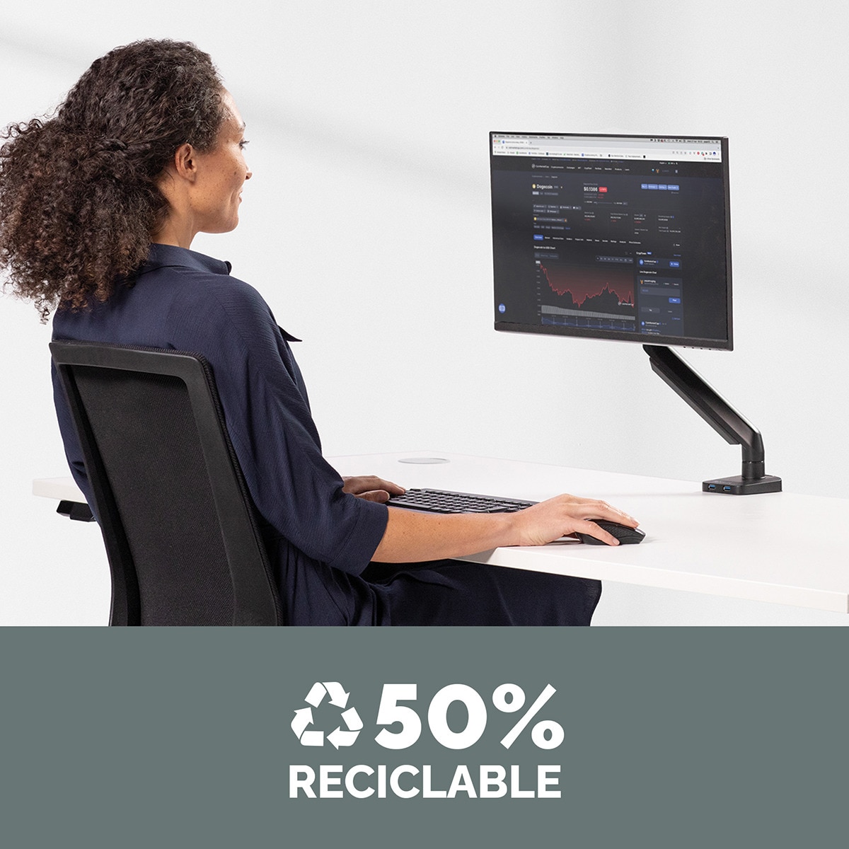 Brazo elevador a gas para 1 pantalla Fellowes Platinum, con 2 Puertos USB, negro Negro-8