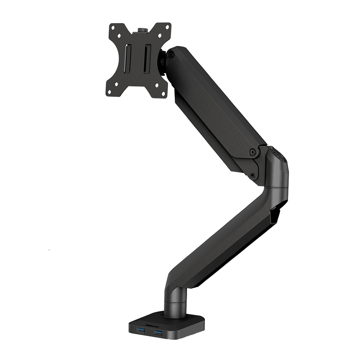 Brazo elevador a gas para 1 pantalla Fellowes Platinum, con 2 Puertos USB, negro Negro-1