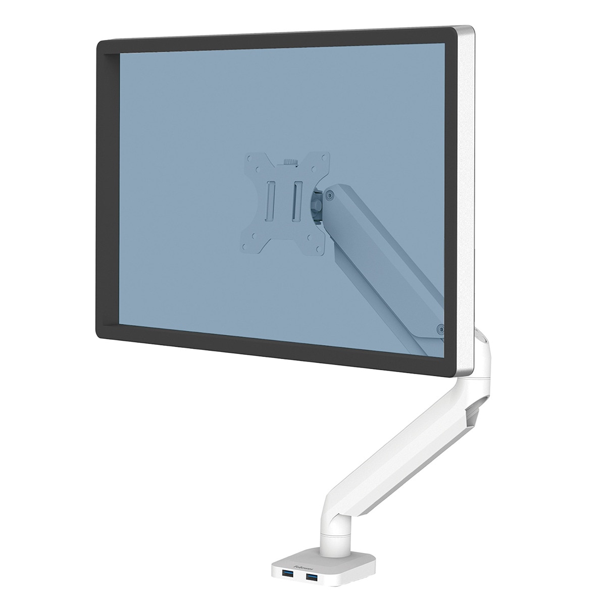 Brazo elevador a gas para 1 pantalla Fellowes Platinum, con 2 Puertos USB, blanco Blanco-2