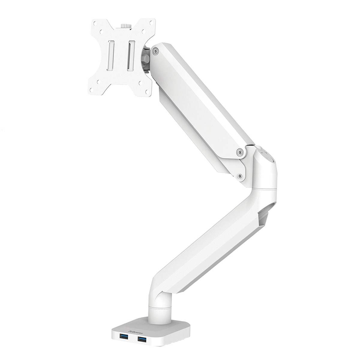 Brazo elevador a gas para 1 pantalla Fellowes Platinum, con 2 Puertos USB, blanco Blanco-1