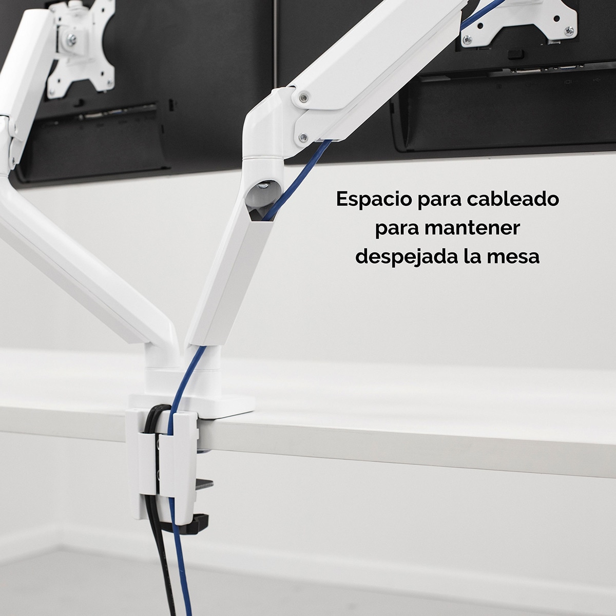 Brazo elevador a gas para 2 pantallas Fellowes Platinum, con 2 Puertos USB, blanco Blanco-3