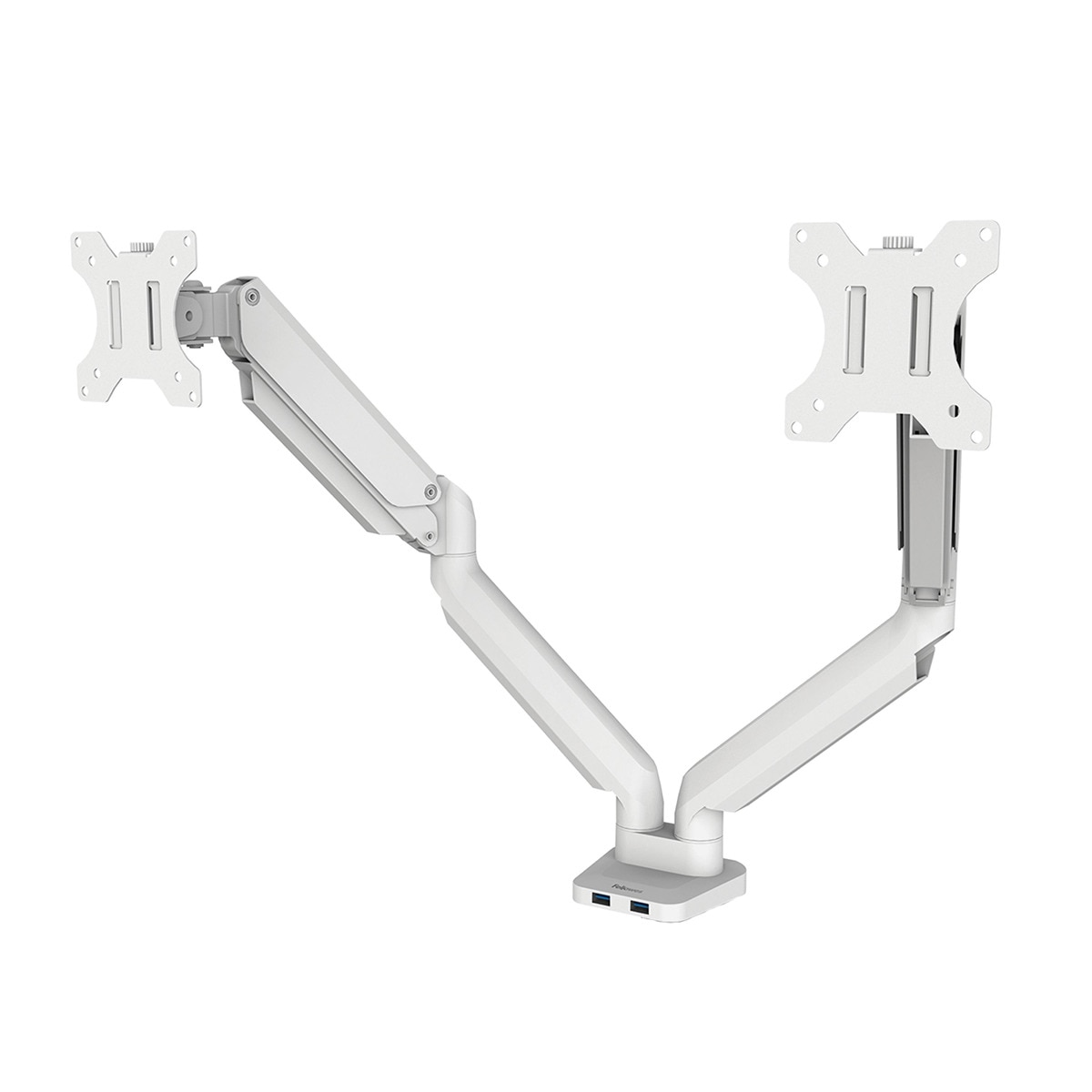 Brazo elevador a gas para 2 pantallas Fellowes Platinum, con 2 Puertos USB, blanco Blanco-1
