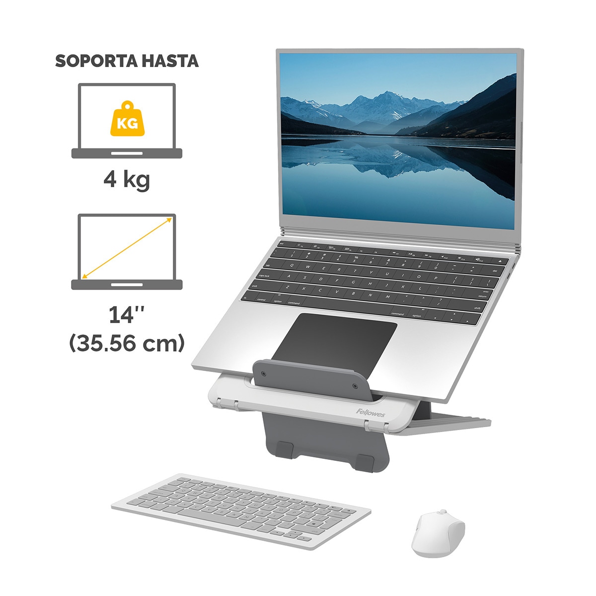 Soporte elevador para portátil Fellowe Breyta, color blanco Blanco-4