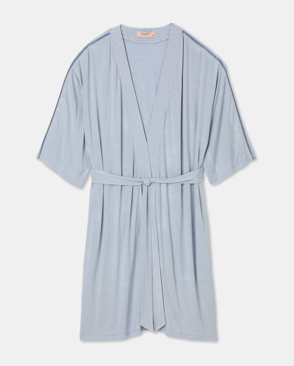 Robe com Fecho Cruzado Azul-3