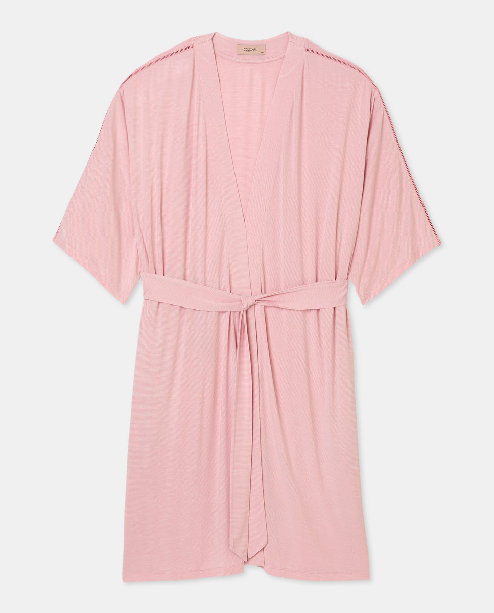 Robe com Fecho Cruzado Rosa-3