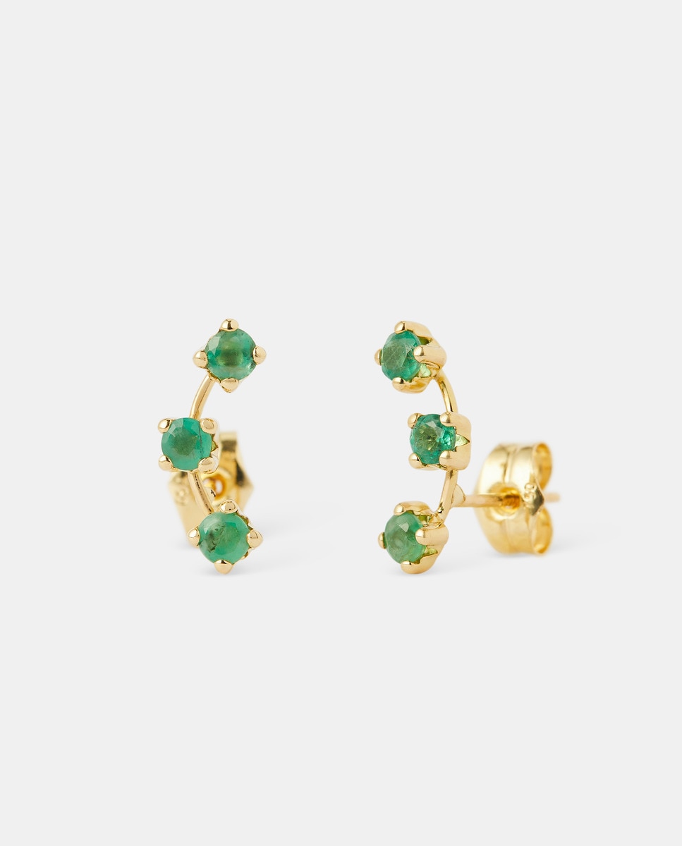 Pendientes de oro y esmeralda Verde-1