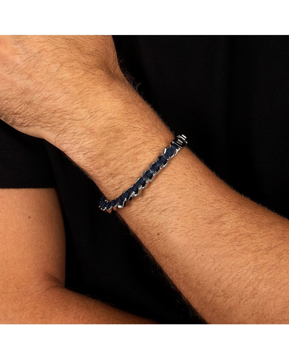 Pulseira Bandy em aço e pele 5