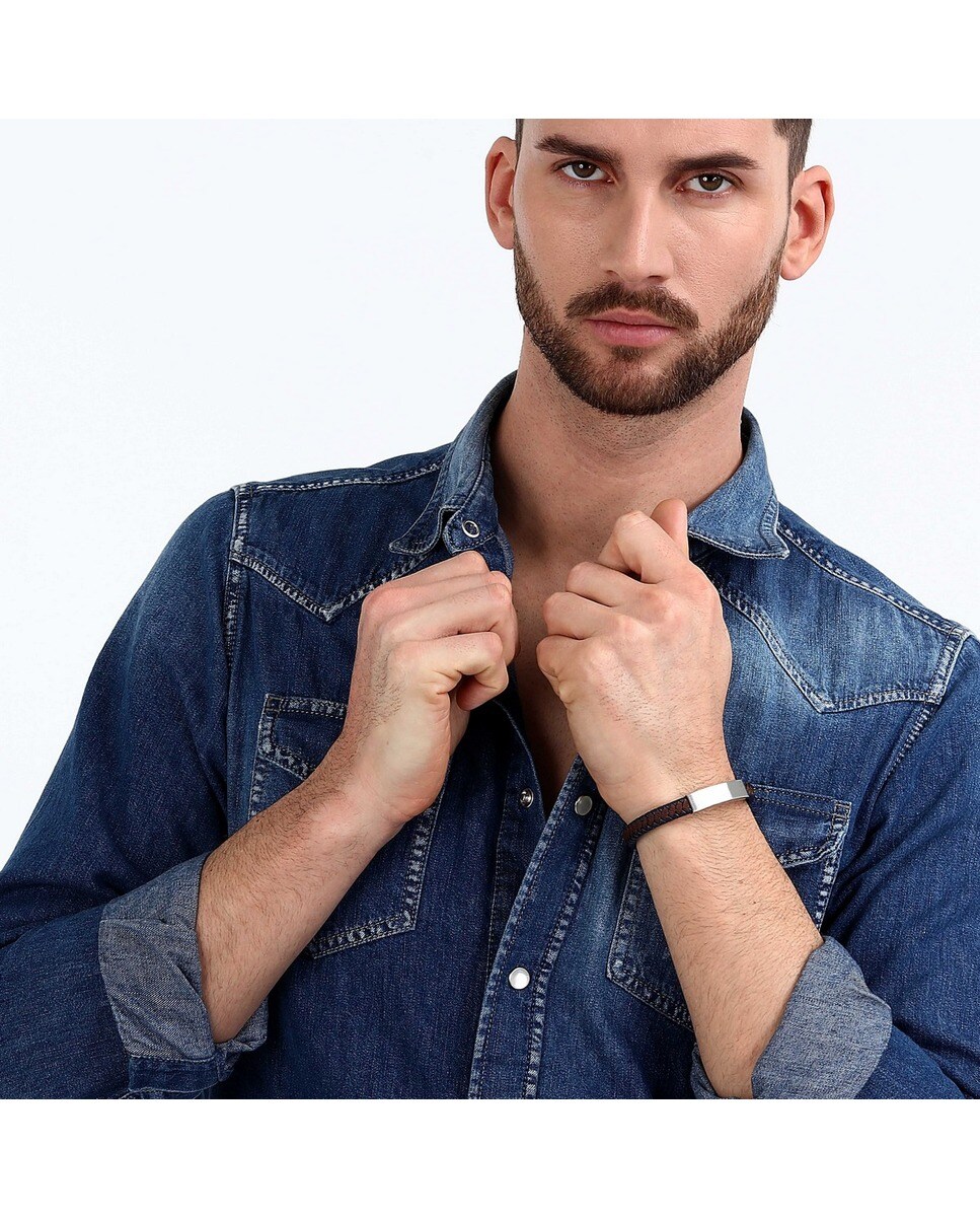 Pulseira Bandy em pele e nylon 4