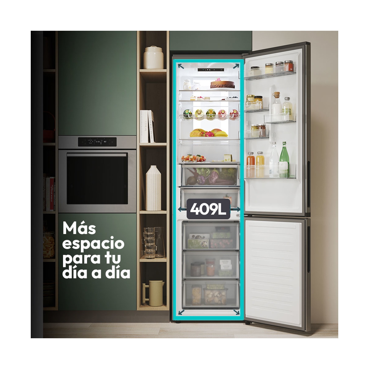 Frigorífico combi Candy Total No Frost Circle+ 2m de alto Fresco - CNCQ2T620EX Inox-4