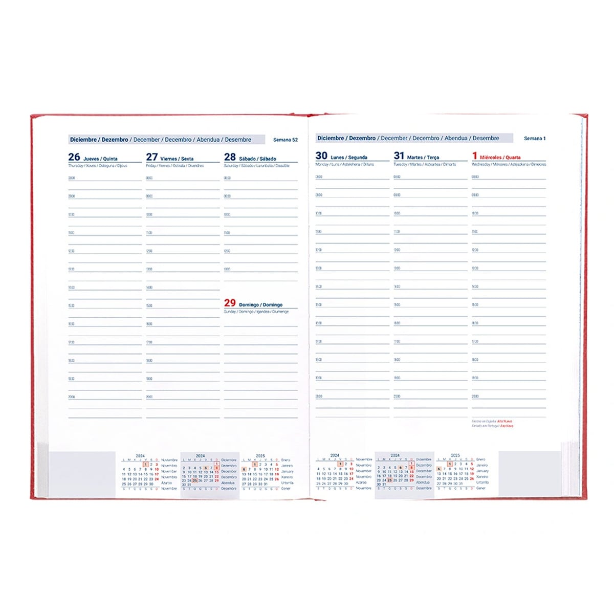Agenda 2025 DIN A5 semana vista Creta Liderpapel rosa buganvilla Buganvilla-2