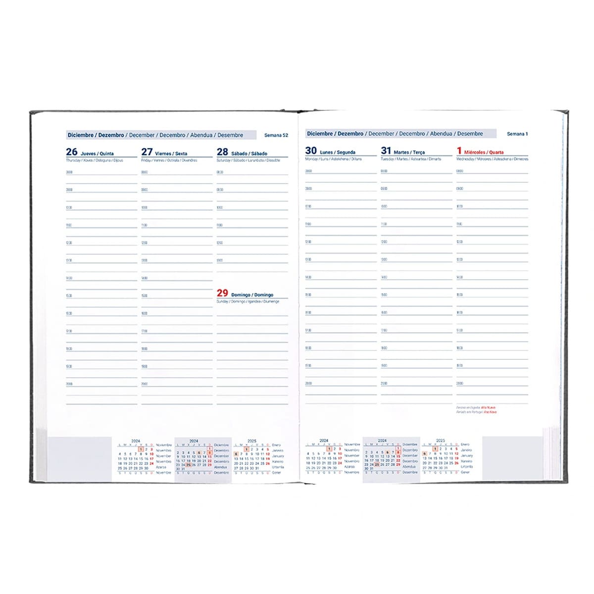 Agenda 2025 DIN A5 semana vista Creta Liderpapel negro Negro-2