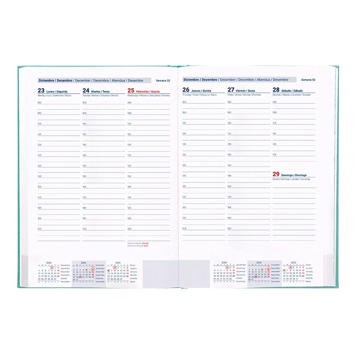 Agenda 2025 DIN A5 semana vista Creta Liderpapel turquesa Turquesa-2
