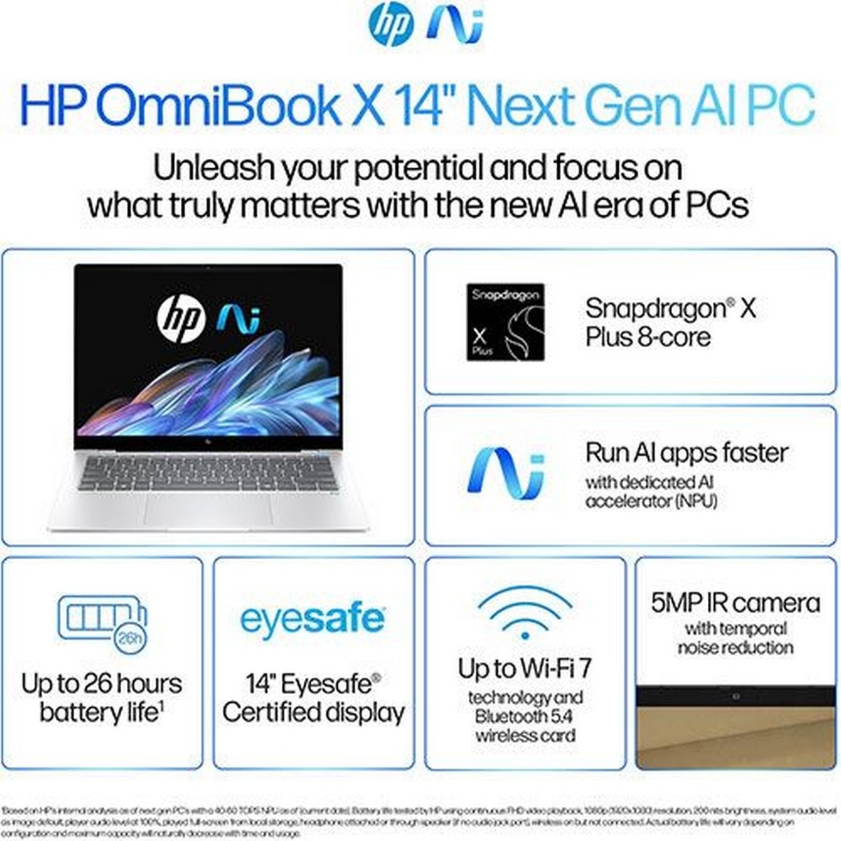 Computador Portátil HP 14" OmniBook X 14-fe1000np, Snapdragon X Plus X1P-42-100, RAM 16GB, 1TB SSD, Windows 11 Home 2