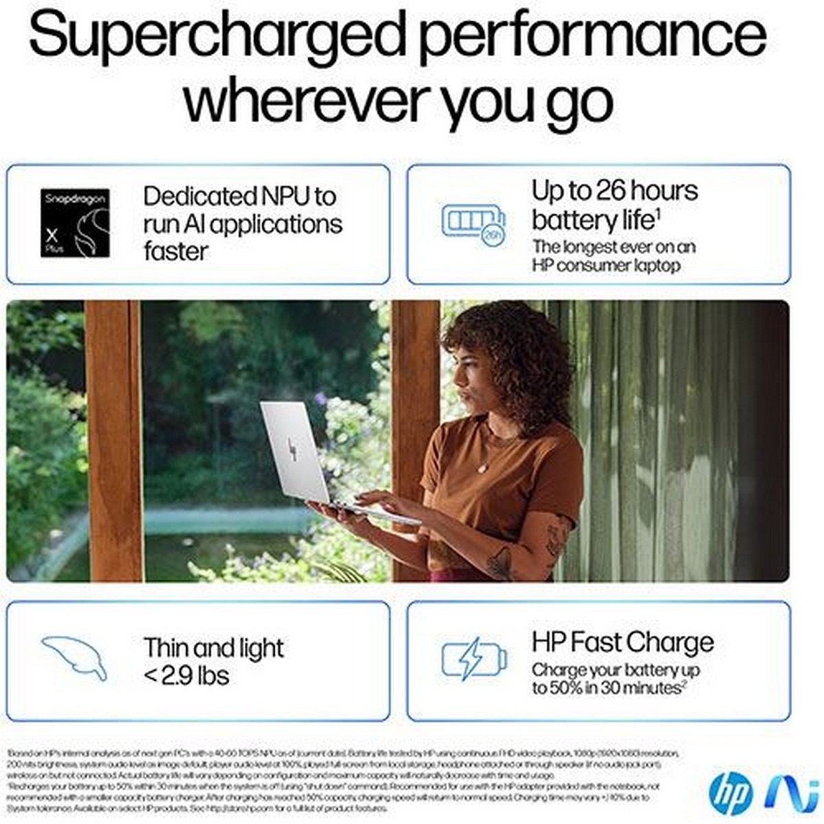 Computador Portátil HP 14" OmniBook X 14-fe1000np, Snapdragon X Plus X1P-42-100, RAM 16GB, 1TB SSD, Windows 11 Home 7