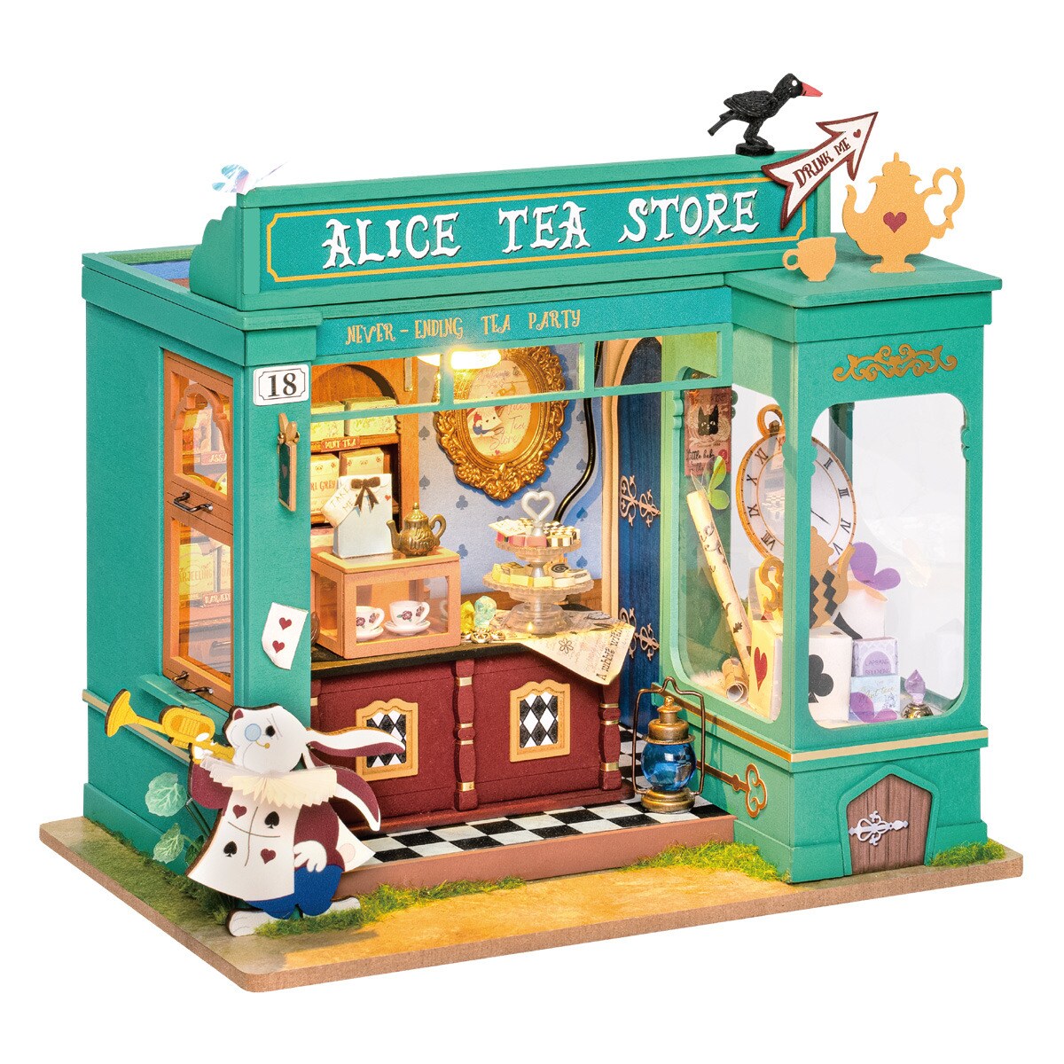 Rolife Casa De Muñecas Librería De Esquina Con Luces LED | Kit DIY De Madera Con Muebles Y Escena Callejera