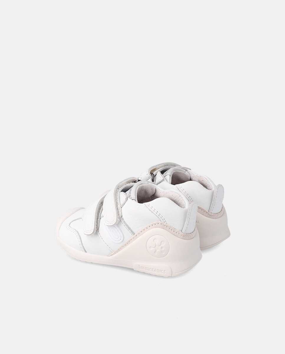 Sapatilhas de Bebé em Pele com Fecho Aderente Duplo Branco-8