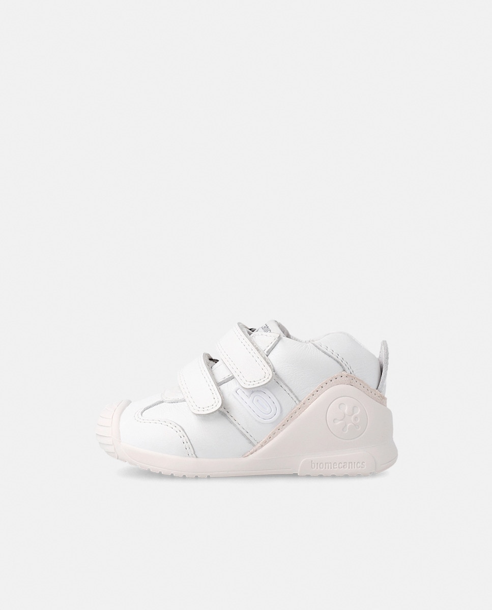 Sapatilhas de Bebé em Pele com Fecho Aderente Duplo Branco-10