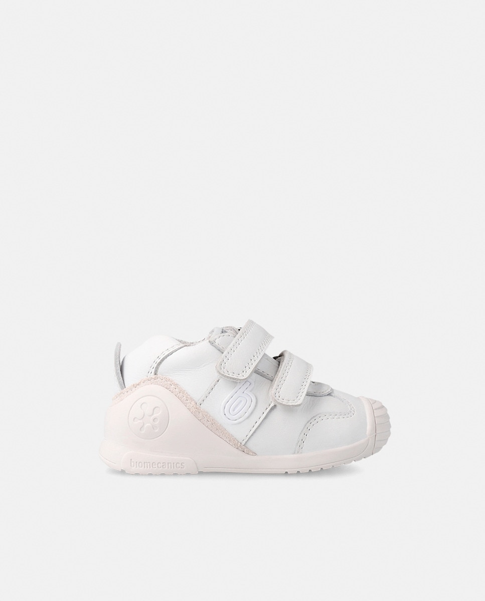Sapatilhas de Bebé em Pele com Fecho Aderente Duplo Branco-6