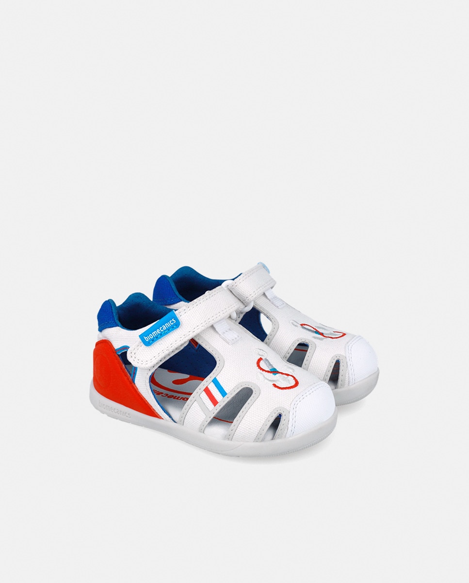 Sandálias Fechadas de Bebé com Biqueira Larga Branco-7