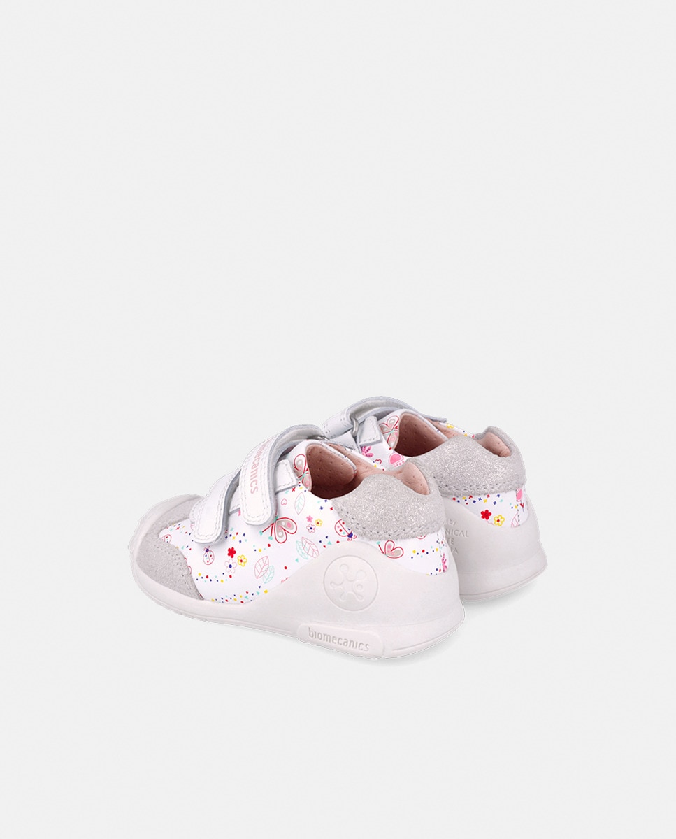 Sapatilhas Casual de Bebé em Pele com Biqueira Reforçada Branco-8