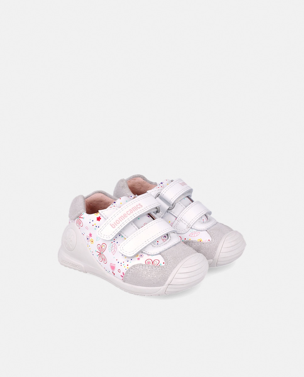 Sapatilhas Casual de Bebé em Pele com Biqueira Reforçada Branco-7