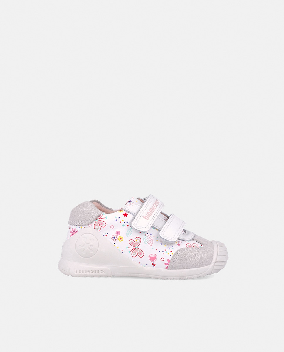Sapatilhas Casual de Bebé em Pele com Biqueira Reforçada Branco-6