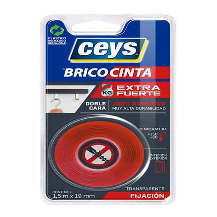 Ceys DIY Nastro Biadesivo Extra Forte Per Piastrelle E Bagno – Rotolo 1,5m – Fissaggio Istantaneo Di Accessori E Segnaletica