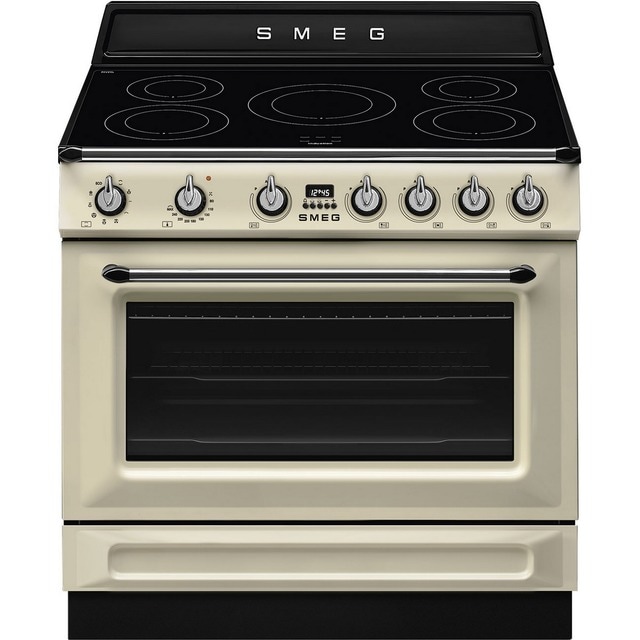Imagem 0 de Fogão Elétrico com Placa de Indução Smeg Victoria TR90IMP de 5 Zonas e de 115 Litros - Creme