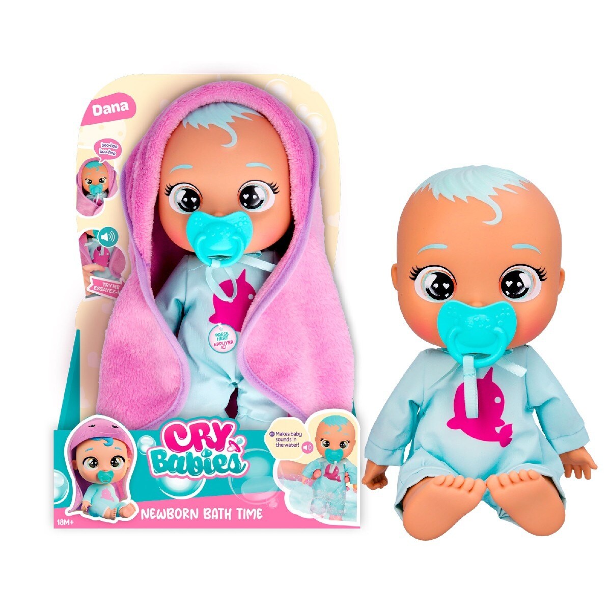 Boneca Bebé New Born Bath Time Dana Playtime 3