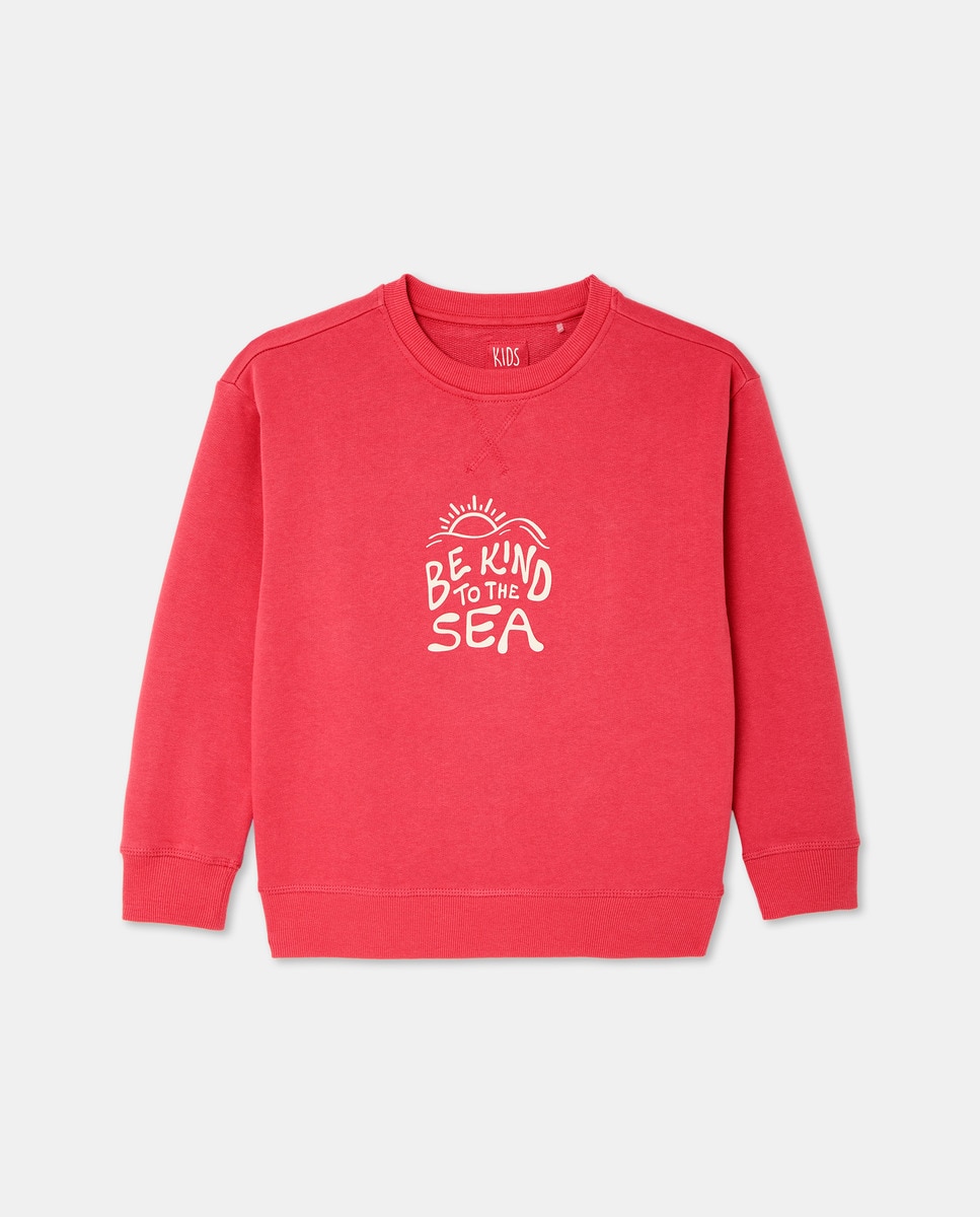 Sweatshirt Fechada com Ilustração de Texto Vermelho-4