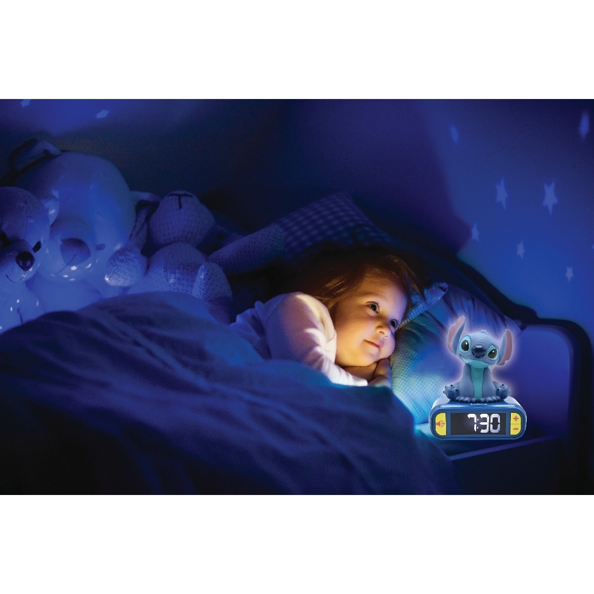 Despertador digital com luz nocturna 3D Stitch e efeitos sonoros 4
