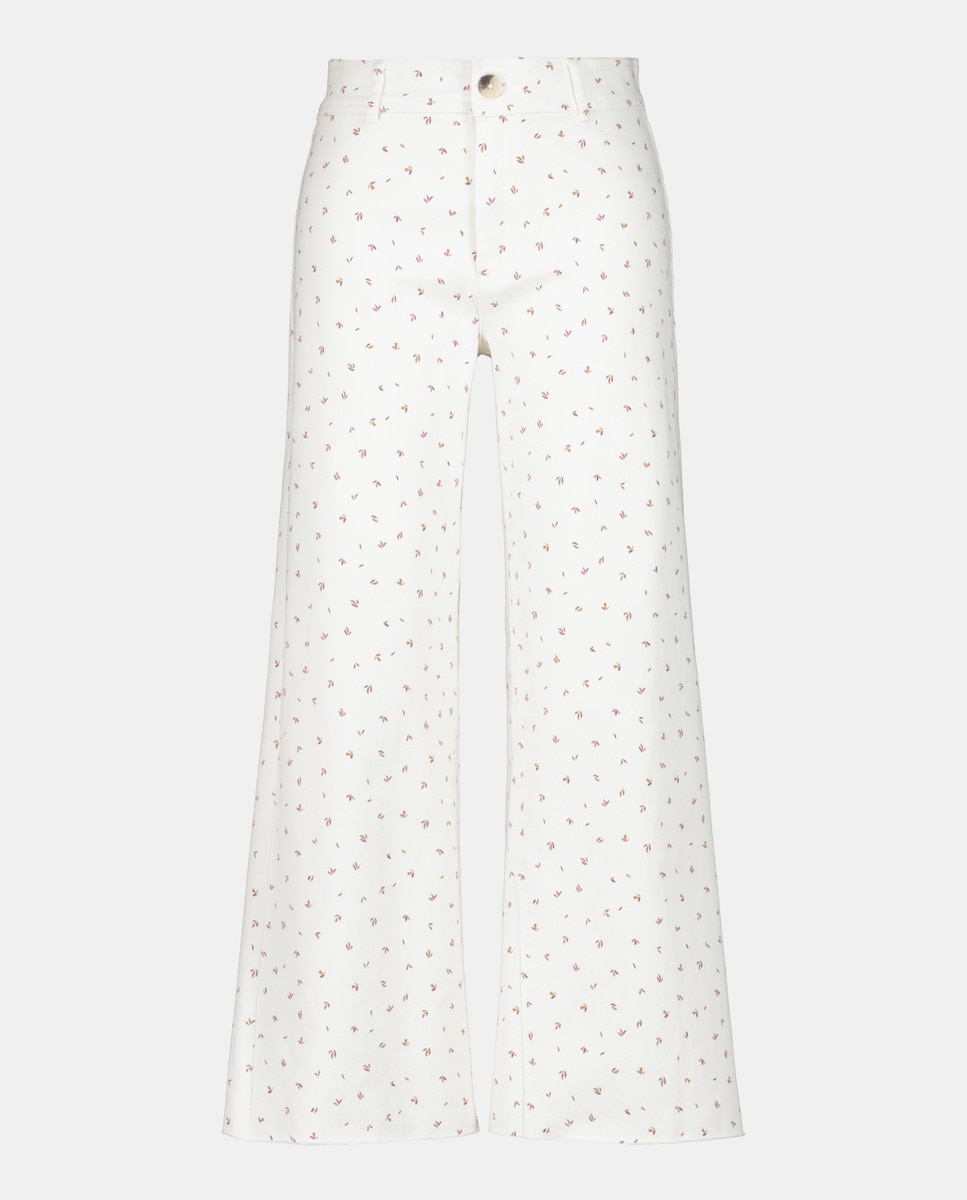 Pantalón de sarga mujer Crema-4