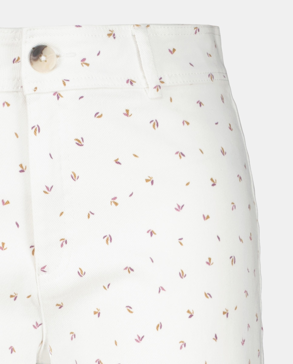 Pantalón de sarga mujer Crema-5