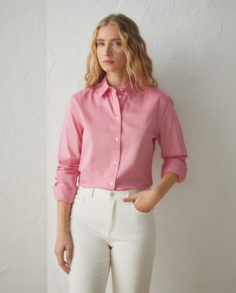 Camisa oxford com manga comprida 630 Coral-1